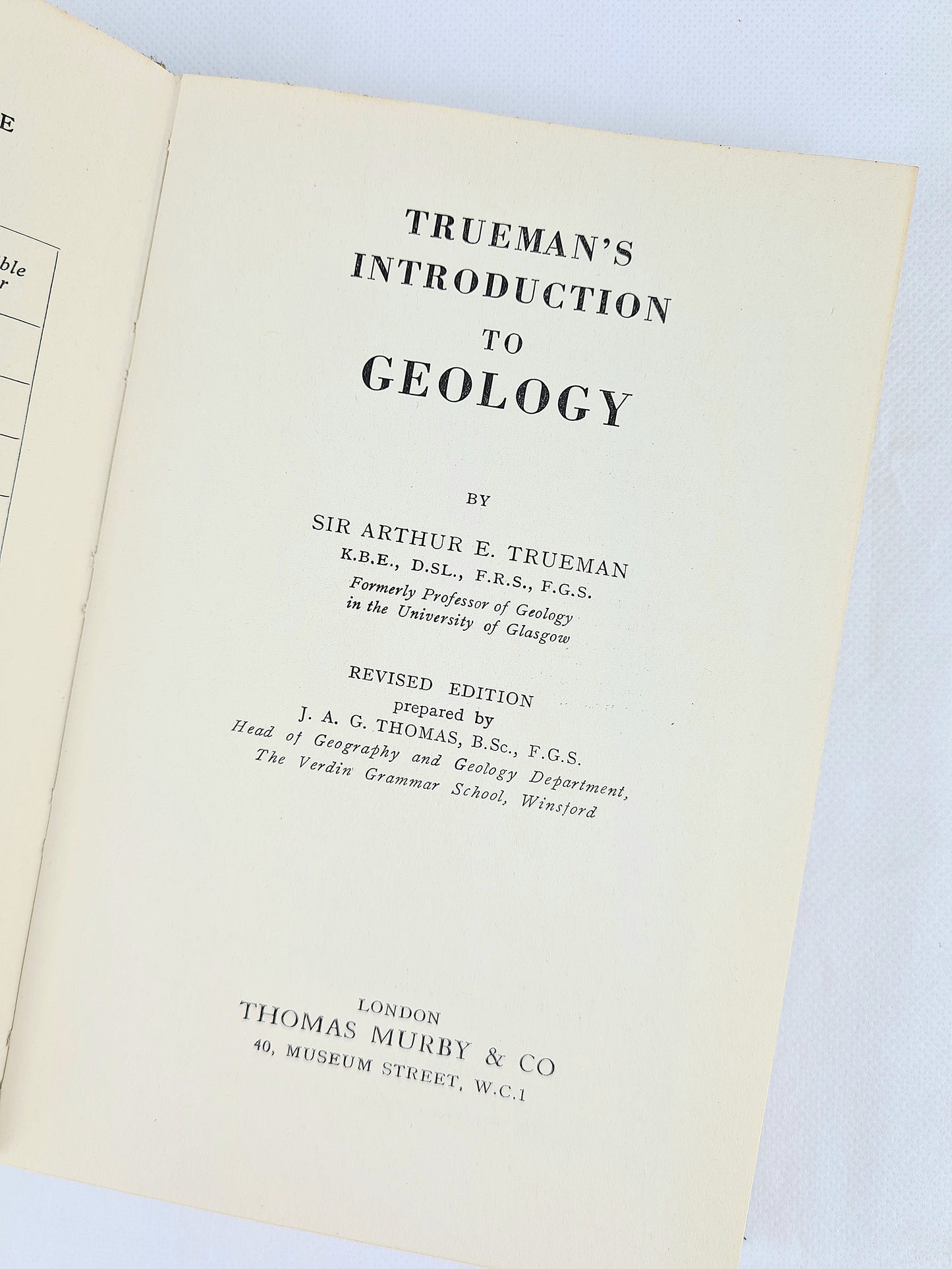 An Introduction To Geology by Sir Arthur E. Trueman. Vintage science book