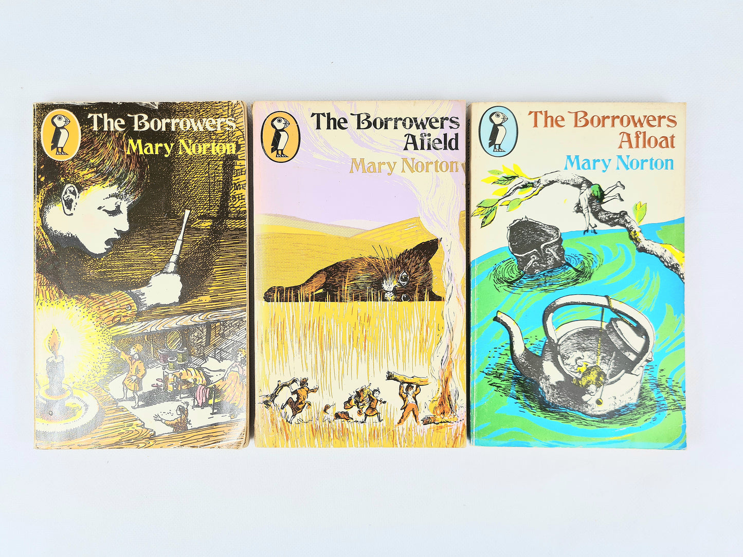 The Borrowers by Mary Norton. Set of three vintage puffin books