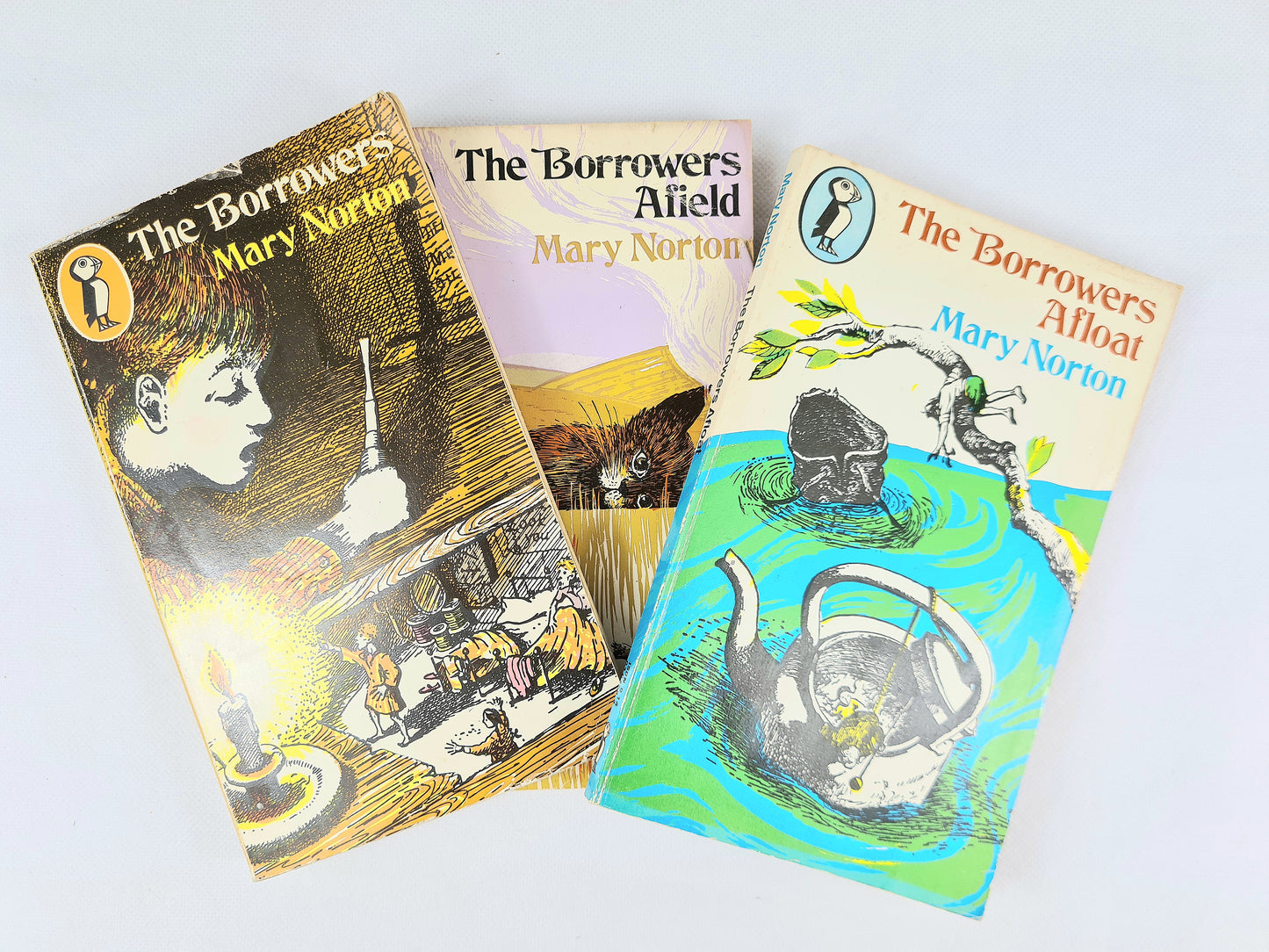 The Borrowers by Mary Norton. Set of three vintage puffin books