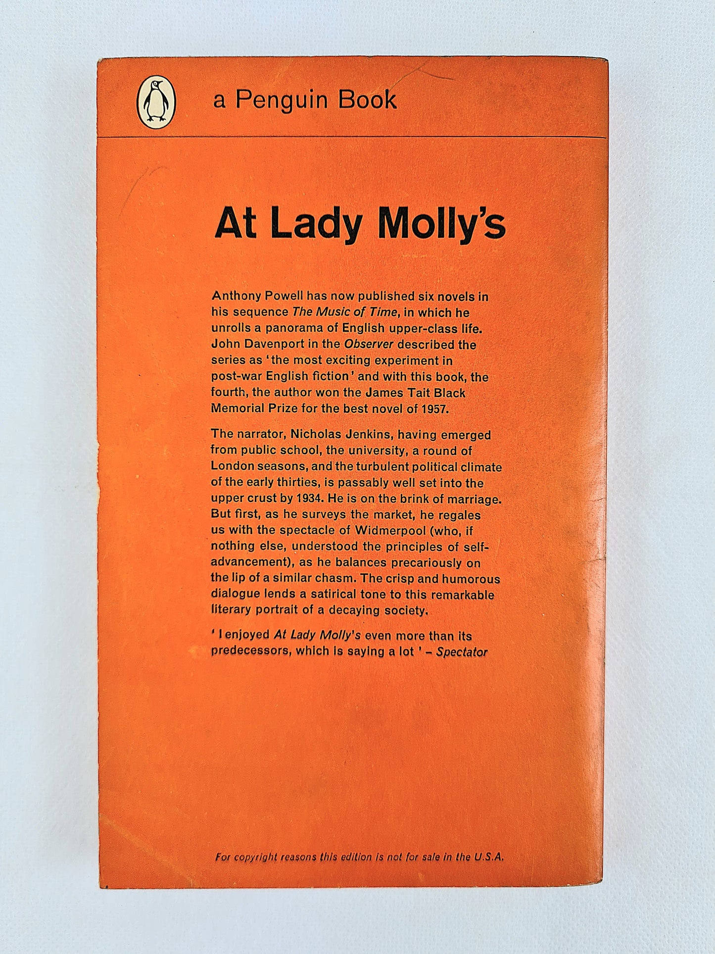 At Lady Molly's by Anthony Powell. Vintage orange penguin book