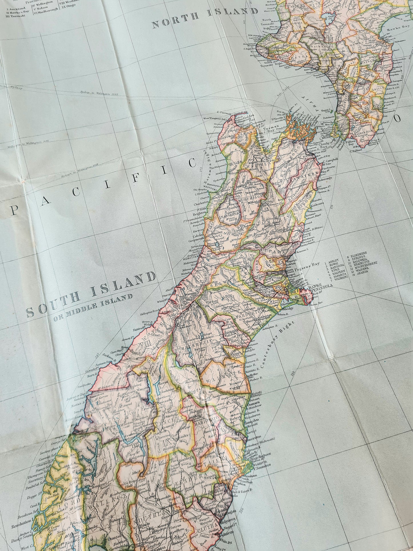 New Zealand - Antique Folding Map. Philips maps