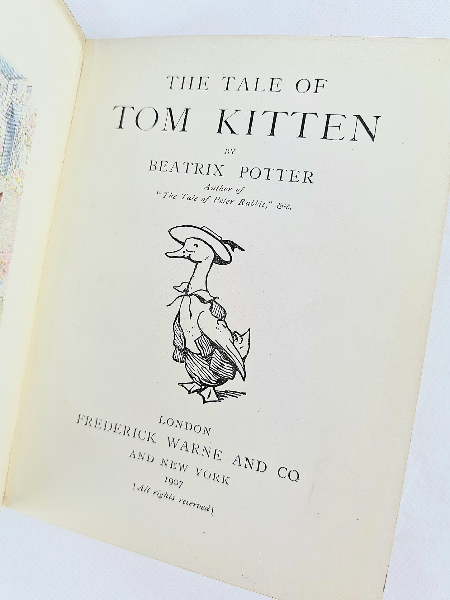 The Tale Of Tom Kitten by Beatrix Potter. First edition, Frederick Warne and Co, 1907