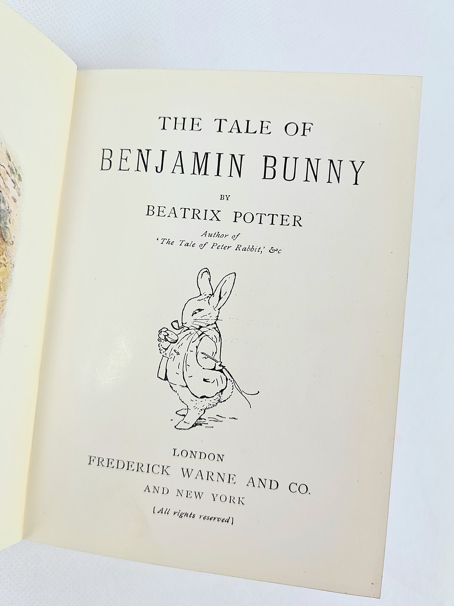 The Tale Of Benjamin Bunny by Beatrix Potter. First edition, Frederick Warne and Co, 1904