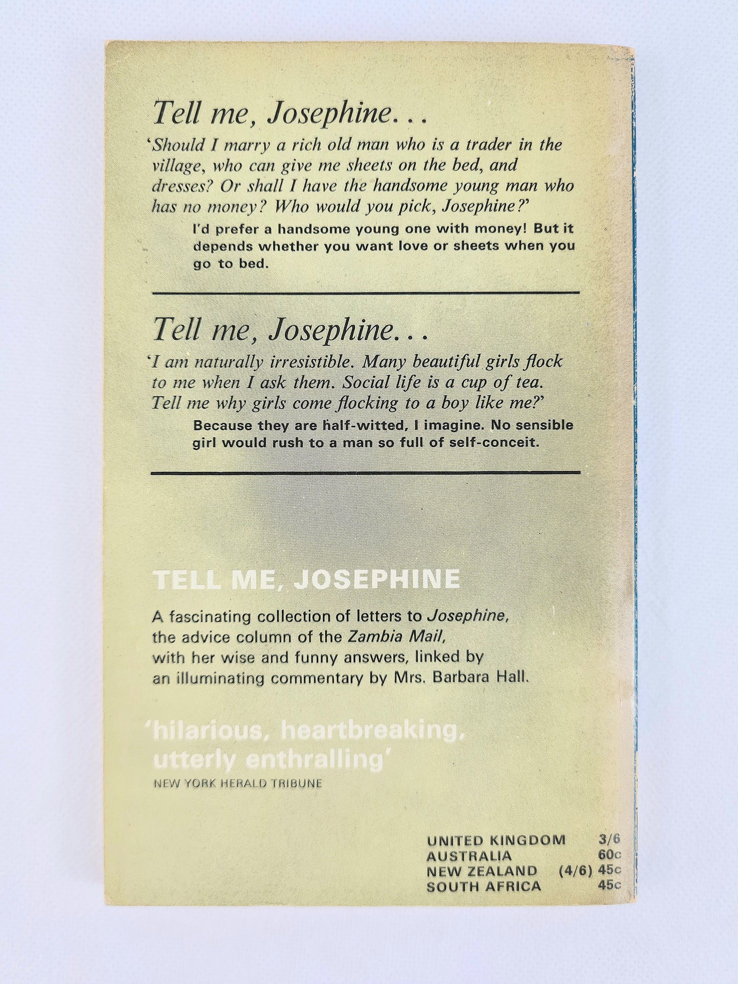 Tell Me Josaphine. Vintage paperback books. Pan Books