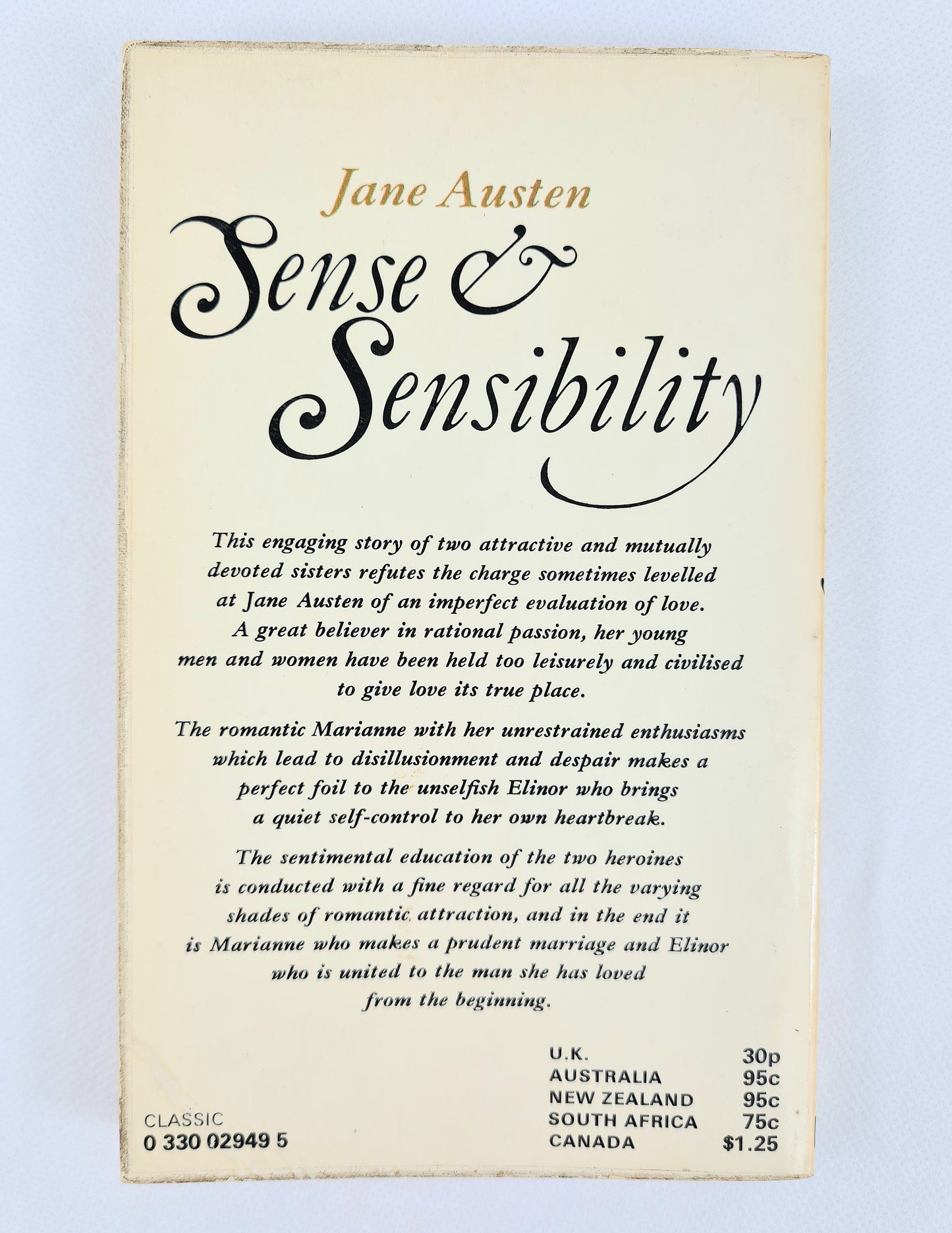 Sense and Sensibility by Jane Austen. Vintage paperback books. Pan books