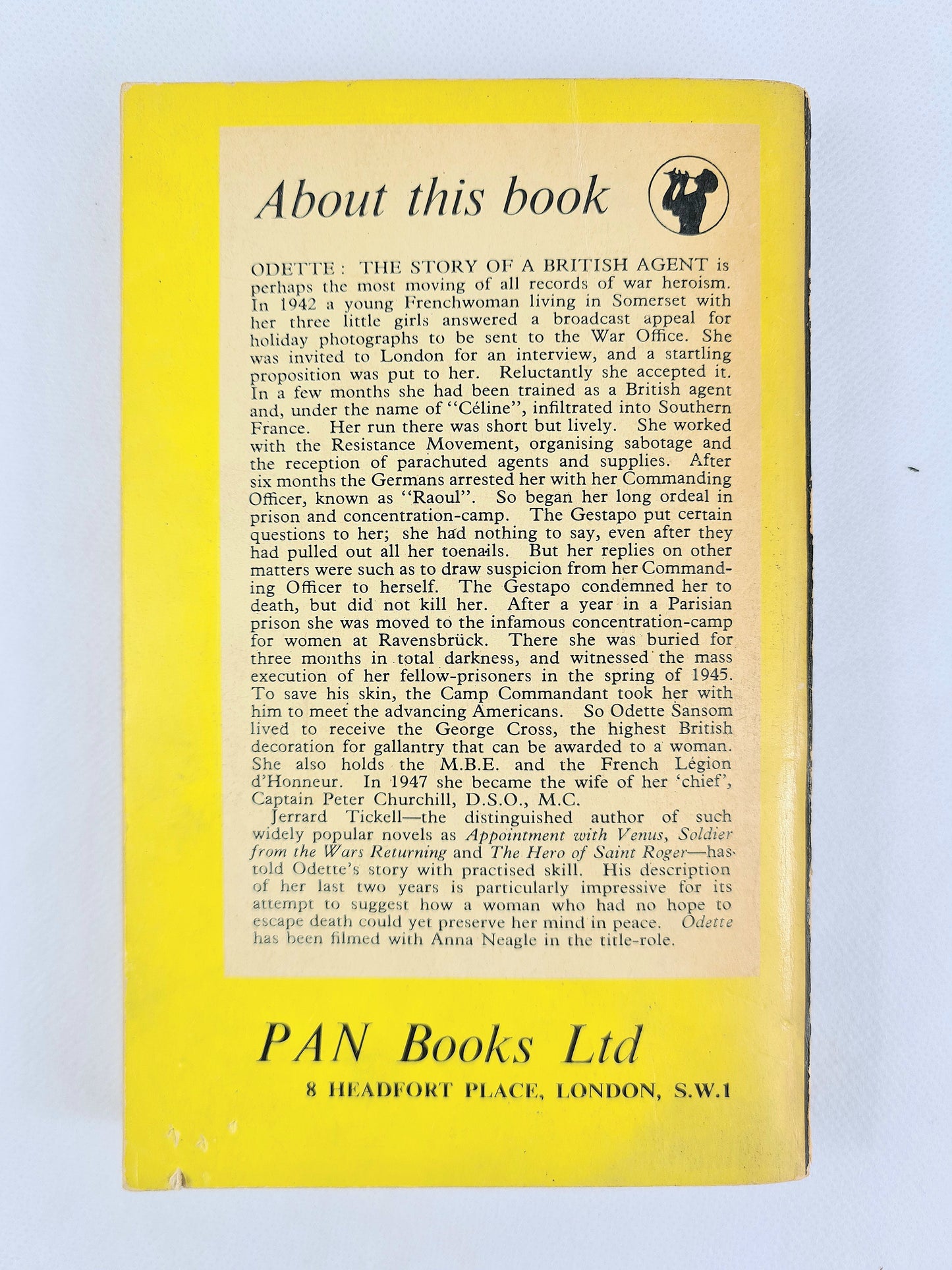 Odette by Jerrard Tickell. Pan Books GP35, vintage paperback