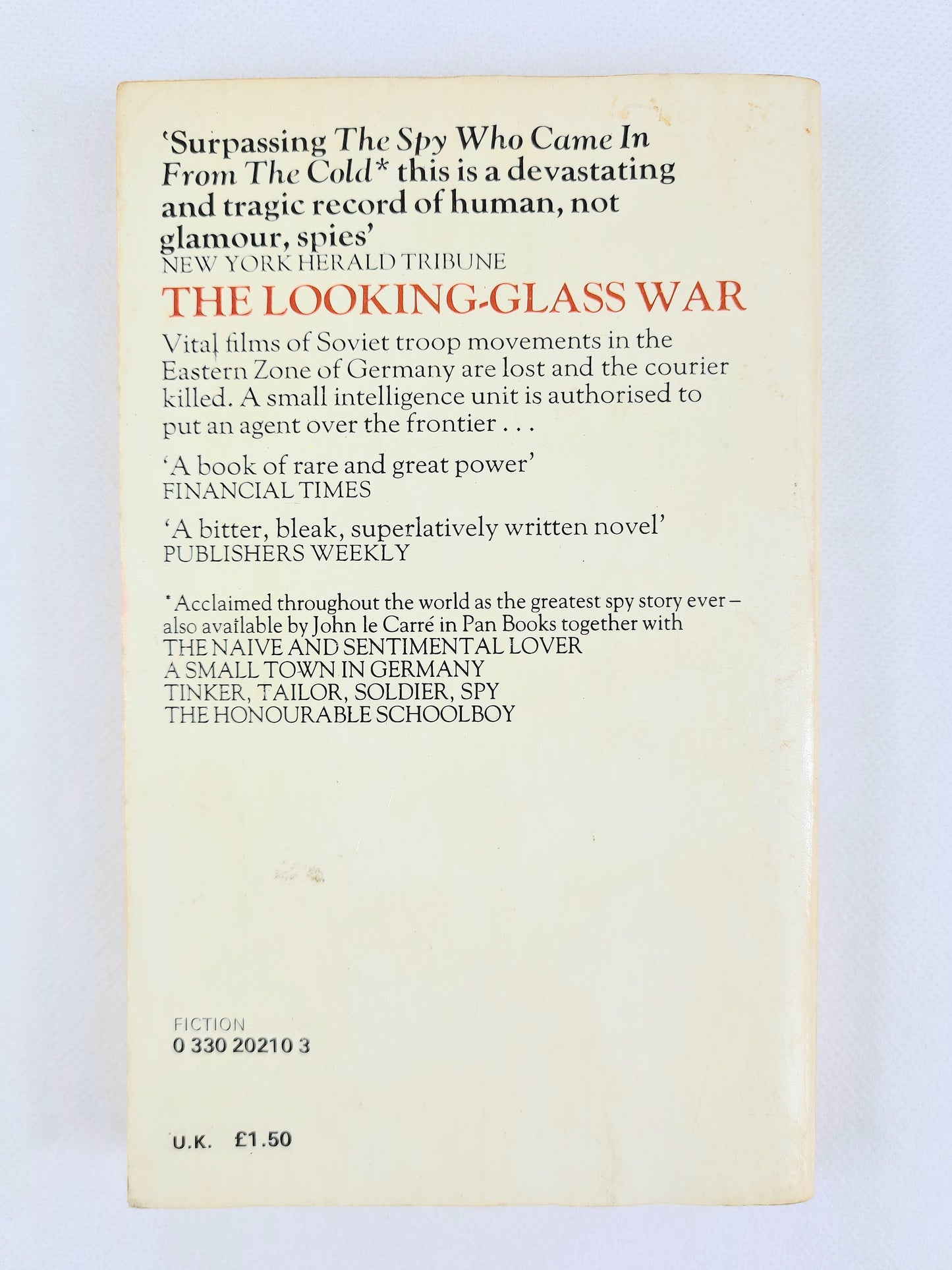 The Looking Glass War by John Le Carre. Vintage paperback books. Pan book