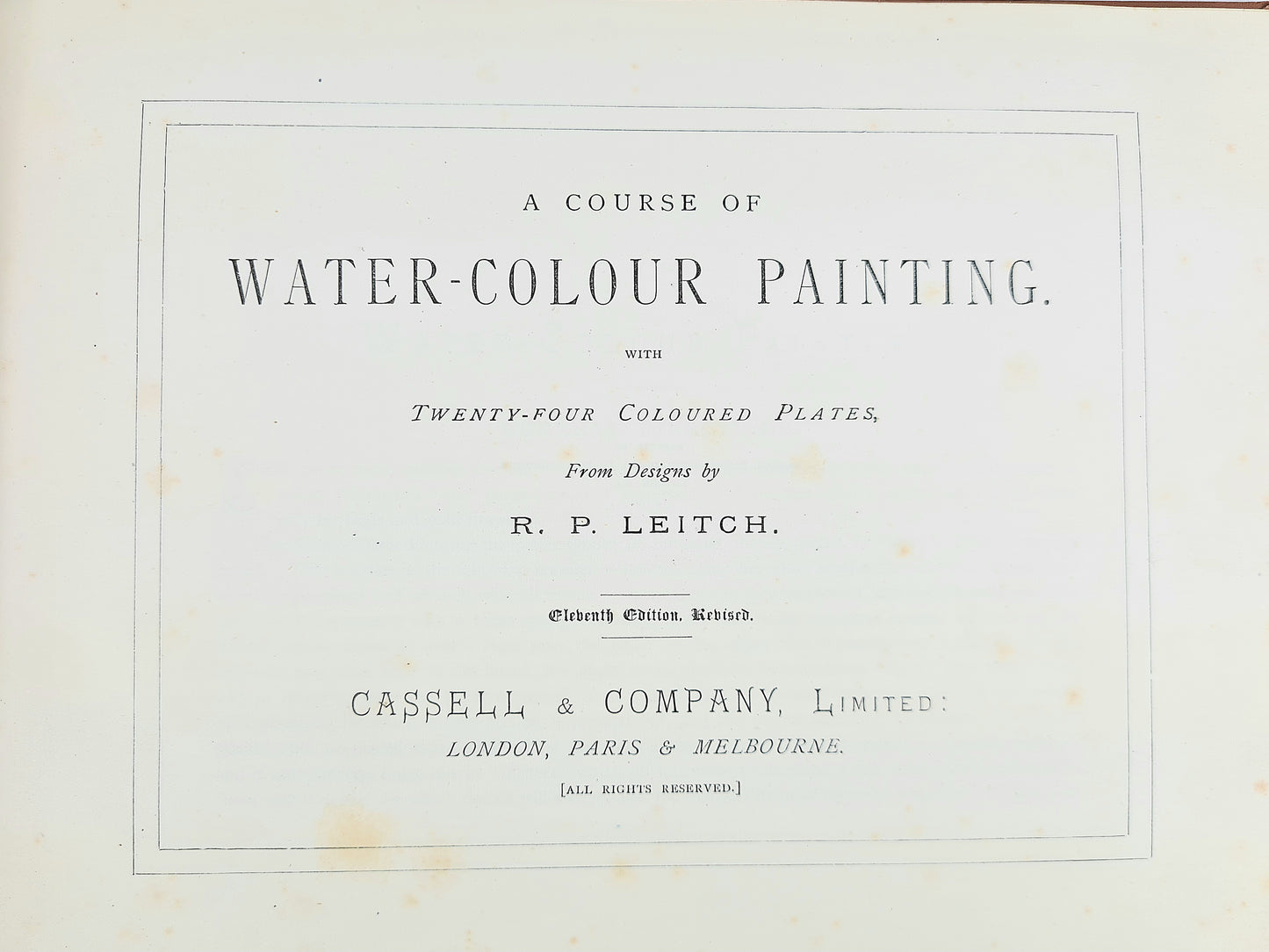 A Course of Watercolour Painting by R. P. Leitch. Antique art book