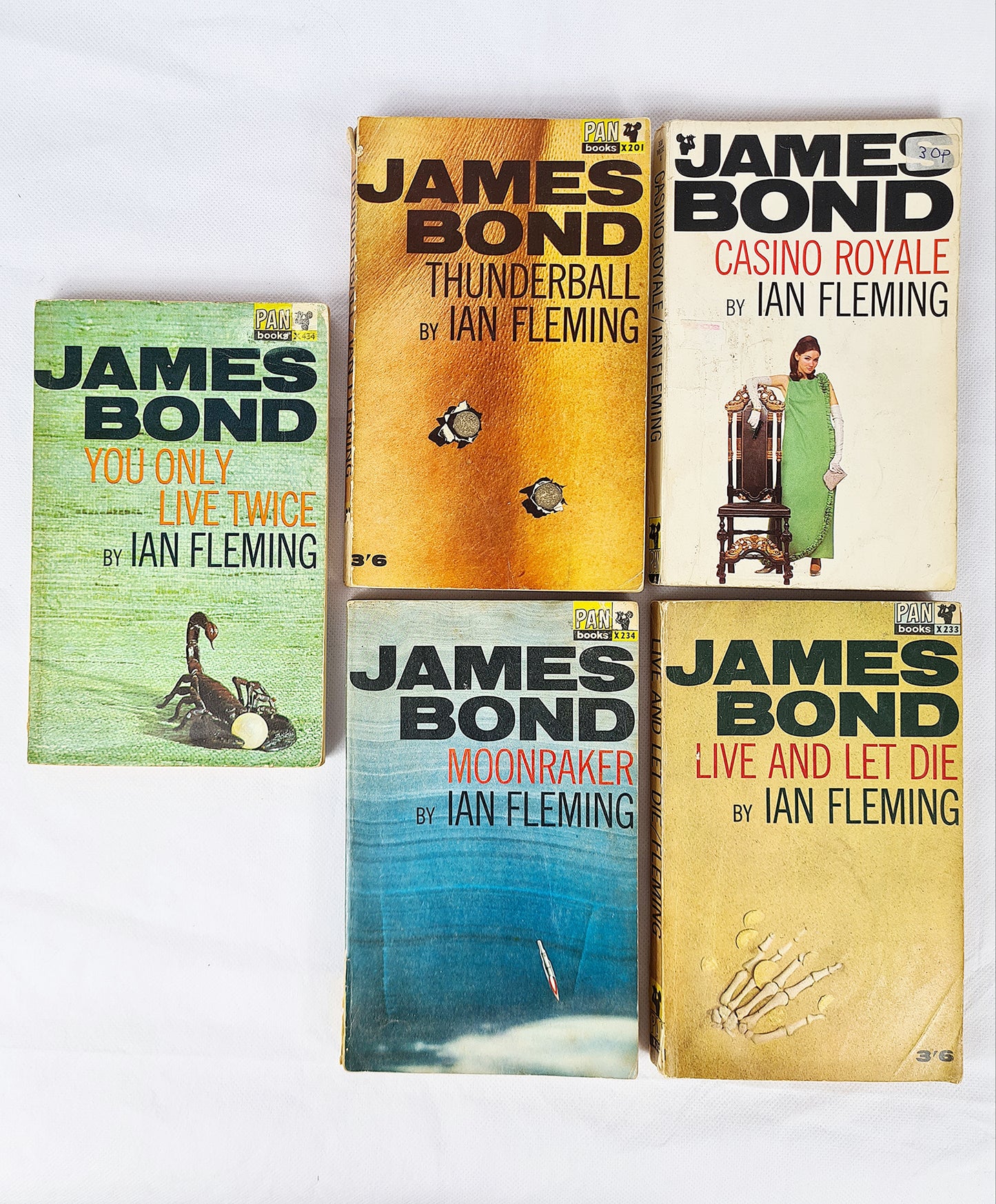 Set Of Five James Bond Books By Ian Fleming