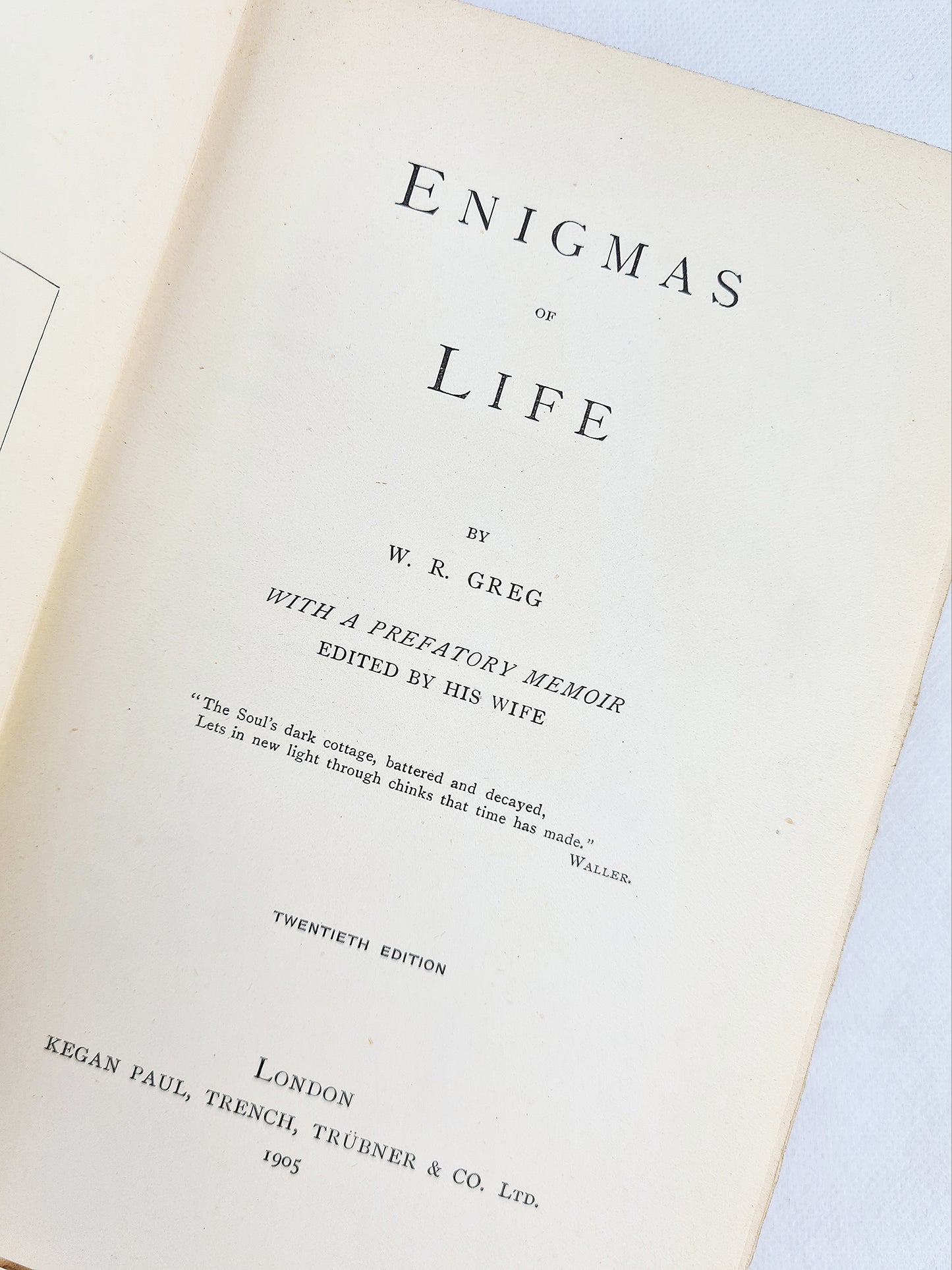 Enigmas Of Life, William Rathbone Greg